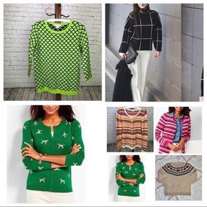 Pullover Liz Claiborne Sweater Lime & Navy Small